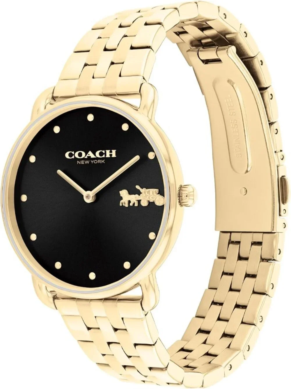 Women's Gold Black Sophisticated Elegance with Iconic Logo Detail Wrist Watches